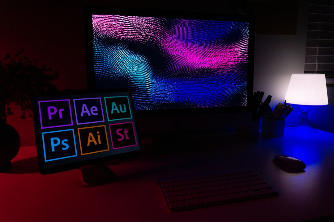 Ipad featuring adobe software at night.